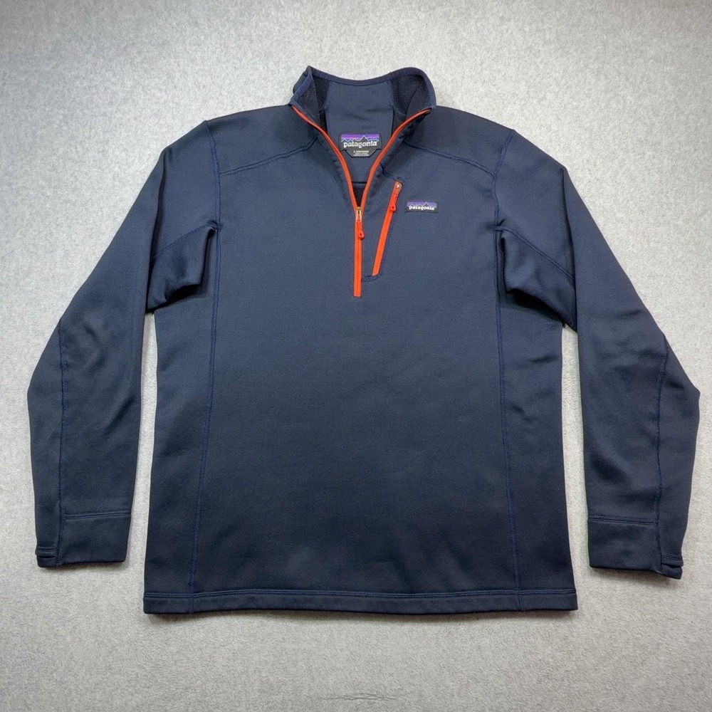 Patagonia Crosstrek Jacket Mens Large Blue 1/4 Zip Polartec Power Stretch Fleece